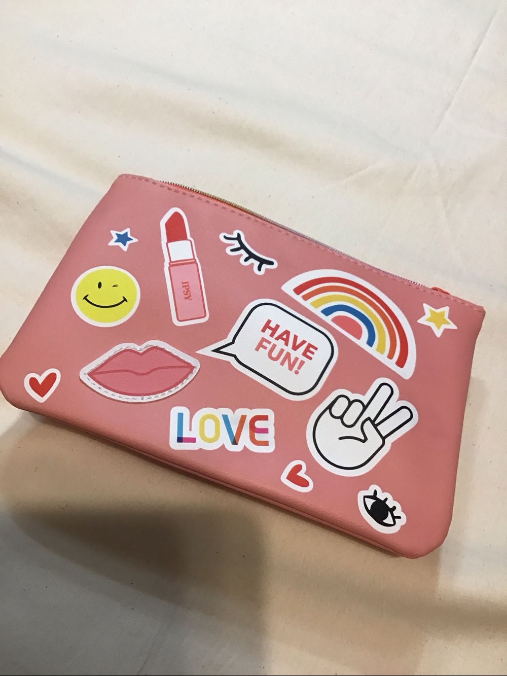 Ipsy pink cosmetic bag